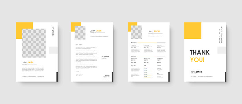 Minimalist Yellow Resume Curriculum Template Collection