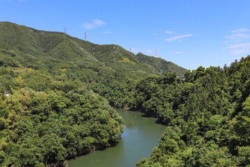 Fototapeta na wymiar 桂橋から見た相模川（神奈川県相模原市）