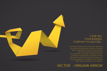 Origami three-dimensional arrow pointing up