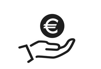 save money icon. euro coin on hand