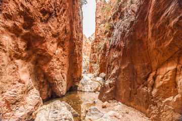 Landscape along Standley Chasm track to Standley Chasm Gorge and the famous Larapinta Trail in the...