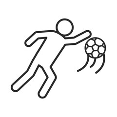 soccer game, player with ball league recreational sports tournament line style icon