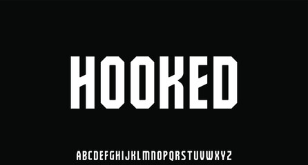 Hooked, vintage bold and strong font alphabet vector