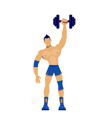 Athlete with sport equipment flat color vector faceless character