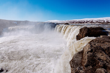 Godafoss (Waterfall of the Gods) in the Myvatn district, Iceland, summer