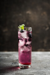 Colorful blueberry cocktail. Selective focus. Shallow depth of field. 