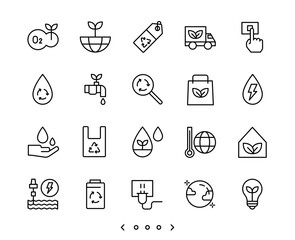 ecology and clean energy outline icon set