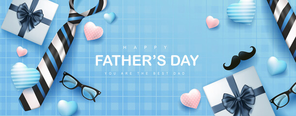 Happy Fathers Day banner background.Promotion and shopping template.Vector illustration.