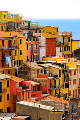 Fototapeta na wymiar It's Manarola (Manaea), a small town in province of La Spezia, Liguria, Italy. It's one of the lands of Cinque Terre, UNESCO World Heritage Site