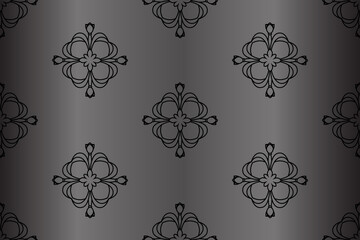 Black floral damsk onament seamless patternon color background. Design for fabric, apparel textile, book, interior, wallpaper