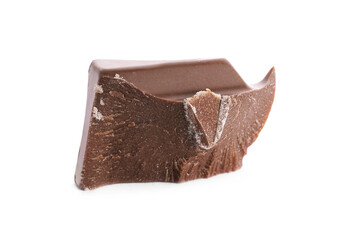 Piece of milk chocolate isolated on white