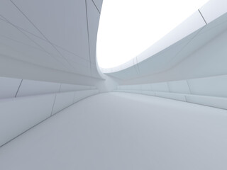 Abstract modern architecture white background. 3D illustration
