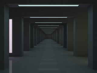 Abstract modern architecture dark background. 3D illustration