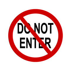 No entry or do not enter restricted area sign with text / icon for apps and websites
