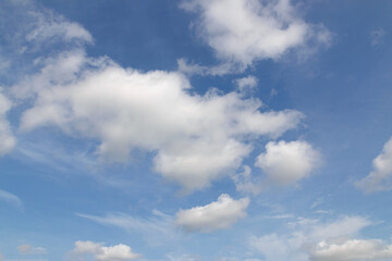White  clouds with blue sky  background ,On a clear day