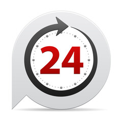Open around the clock or 24 hours a day and 7 days a week  icon or symbol on bubble isolated on white background. Vector illustration