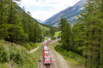 Fototapeta premium Swiss Railway Track Alps Train