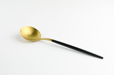 White golden spoon with modern design which suitable for foods decorating and luxury restaurant