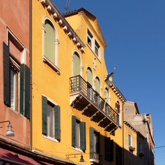 Building facades along Salizada San Pantalon, Venice, Italy