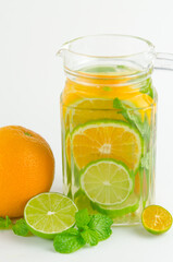 Bottle of detox water made from citrus fruits. Concept for dieting