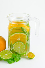 Bottle of detox water made from citrus fruits. Concept for dieting