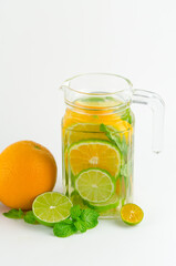 Bottle of detox water made from citrus fruits. Concept for dieting