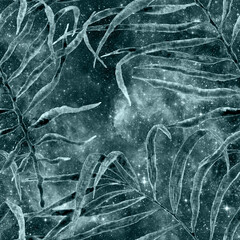 Palm leaves seamless pattern. Fashion hand drawn 