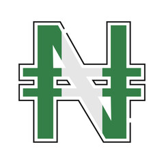 Naira currency symbol. Nigerian naira with a flag icon