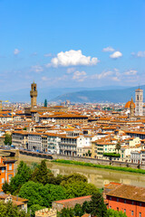 It's View from the Michelangelo square on the Historic Centre of Florence, Italy. UNESCO World...