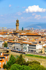 It's View from the Michelangelo square on the Historic Centre of Florence, Italy. UNESCO World...