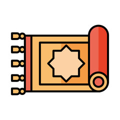 traditional carpet culture eid mubarak islamic religious celebration line and fill icon