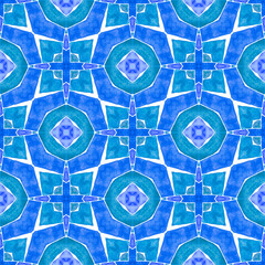 Organic tile. Blue radiant boho chic summer 