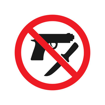 No weapons allowed sign. Red ban signs vector images