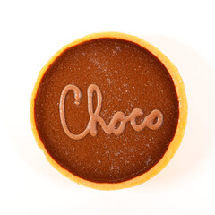 chocolate tart cake isolated on white background