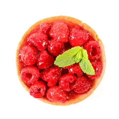 raspberry tart cake isolated on white background