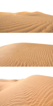 Collage with photos of hot sand dunes