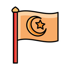 religious flag eid mubarak islamic religious celebration line and fill icon