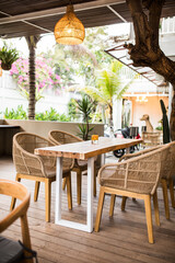 Cafe interior in Indonesia on Bali island