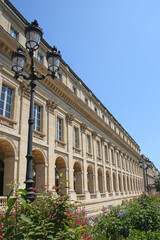 Beautiful architecture of the Grand Theatre of Bordeaux which is an opera house in Bordeaux, France.