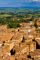 It's Aerial view over Historic centre of Siena. UNESCO a World Heritage Site