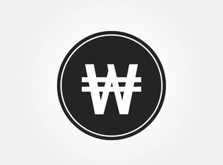 korean won coin icon. finance infographic design element