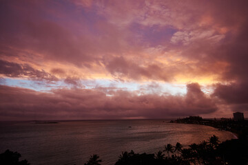 Fototapeta na wymiar Sunset / sunrise with dense clouds