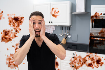 Messy Kitchen Food Spill Accident