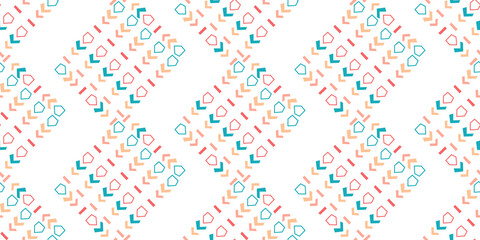Seamless hand drawn geometric pattern with national striped color background. Ornamental traditional, ethnic. Great for fabric and textile, wallpaper, packaging.