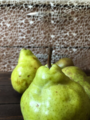 pear on wooden background