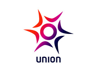 Connect, global network and cooperation  logo in the form of stars. Teamwork social idea. Partnership and alliance symbol.