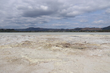 Plage du lac Rotorua, Nouvelle Zélande	