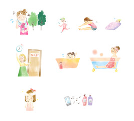 健康な生活をする女性のイラスト詰め合わせ