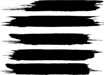 Grunge Paint Roller . Vector brush Stroke . Distressed banner . Black stripes isolated. paintbrush collection . Modern Textured shape . Dry border in Black . Bulge lines