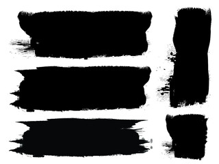 Grunge Paint Roller . Vector brush Stroke . Distressed banner . Black stripes isolated. paintbrush collection . Modern Textured shape . Dry border in Black . Bulge lines